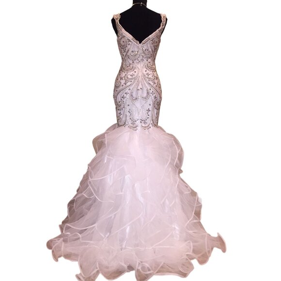 Luxury Designer Couture Wedding Evening Runway Prom Pageant Glamorous Gown Dress - Picture 11 of 16